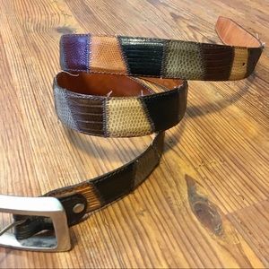 Snake skin and leather belt made in Italy 50 inch